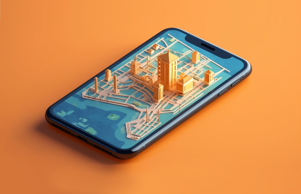 3d-smartphone-device-with-map-gps-technology_23-2150458978